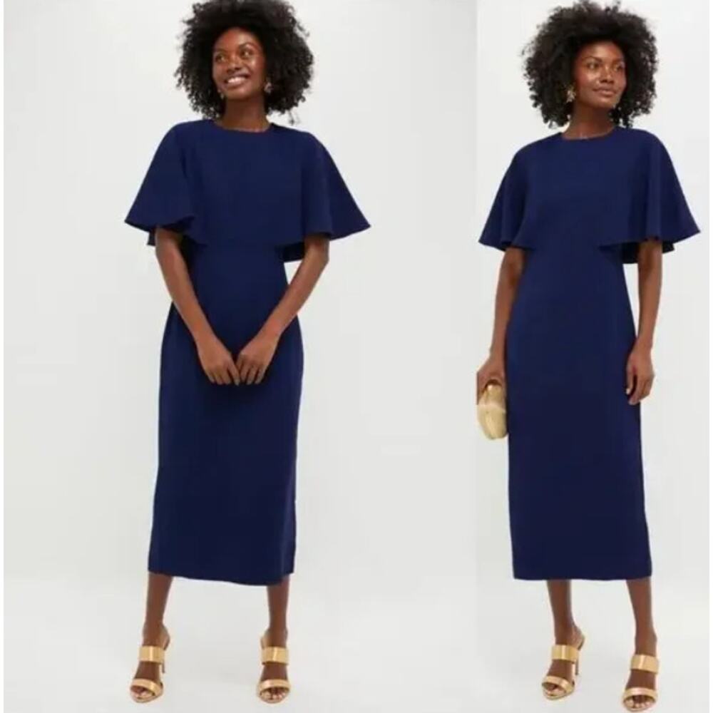 NWT Pomander Place Navy Cape Leah Dress Formal Wedding Classic Modest Size 14